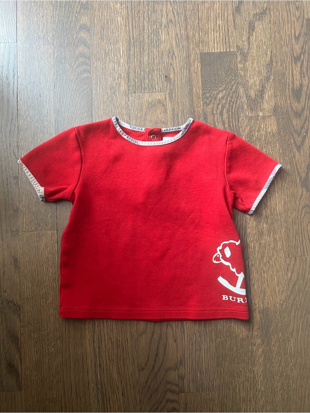 Burberry Red Short-Sleeve Tee with White Trim